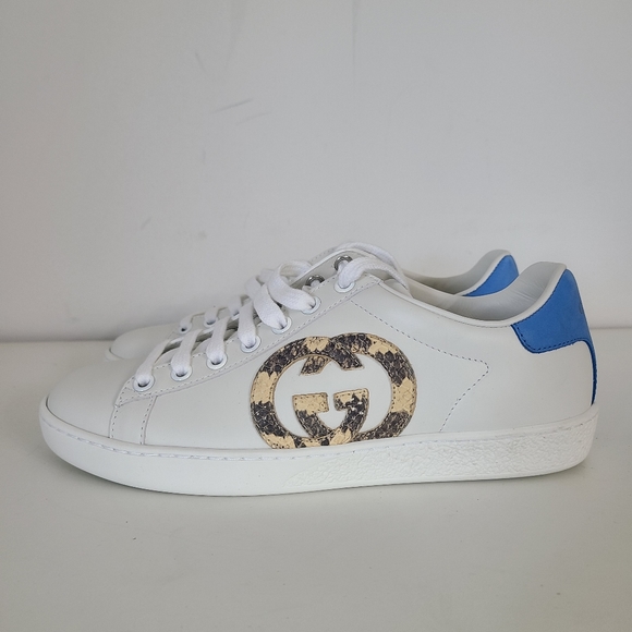 Gucci Shoes - GUCCI Low-Top Sneakers ACE calfskin python leather